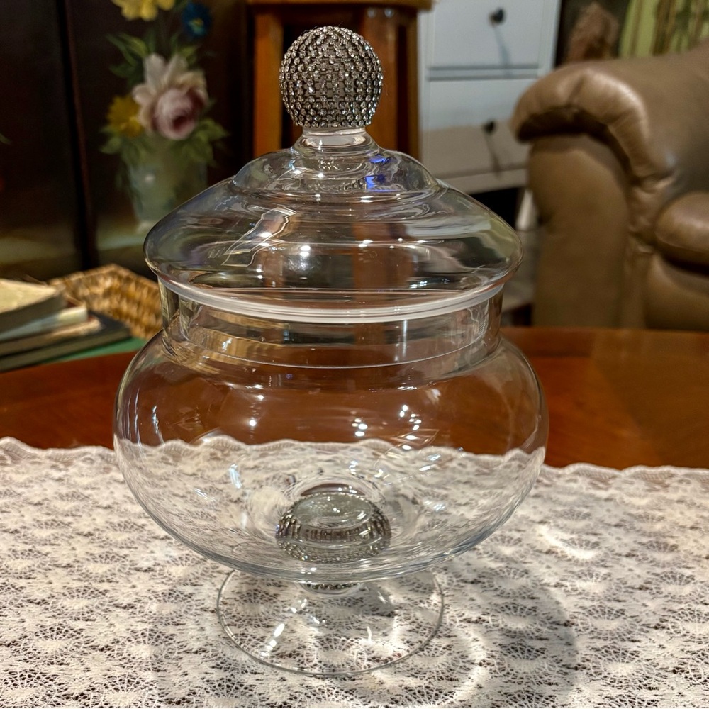 10.5” Rhinestone Studded Glass Apothecary Jar